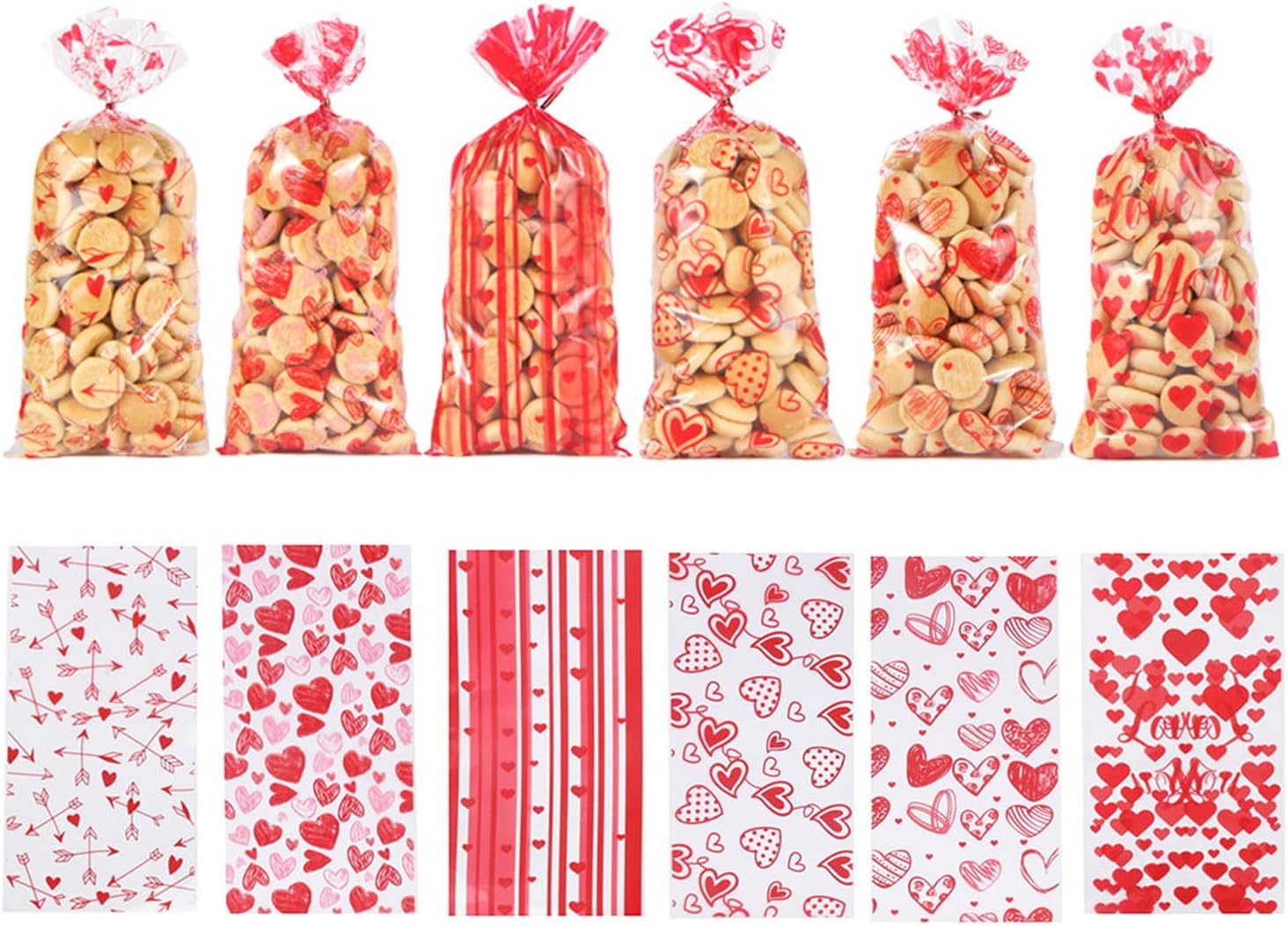 100 Sacchetti Regalo Trasparenti Per Caramelle - Con Fiocchi Dorati Per Compleanni, Natale E Feste - Foto 6
