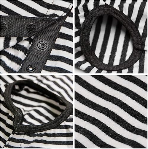 Vista 60 de Traje de recuperación para perros, camisa poscirugía para cachorros, ropa protectora de heridas para animales (rayas blancas y rosadas, XL)