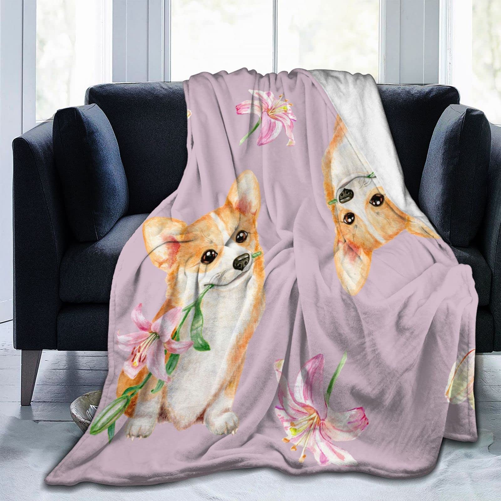Coperta In Pile Di Flanella Con Stampa Corgi - Morbida E Anti-pilling, Ultra-comoda Per Divano E Letto, Leggera E Lavabile, Regalo Originale