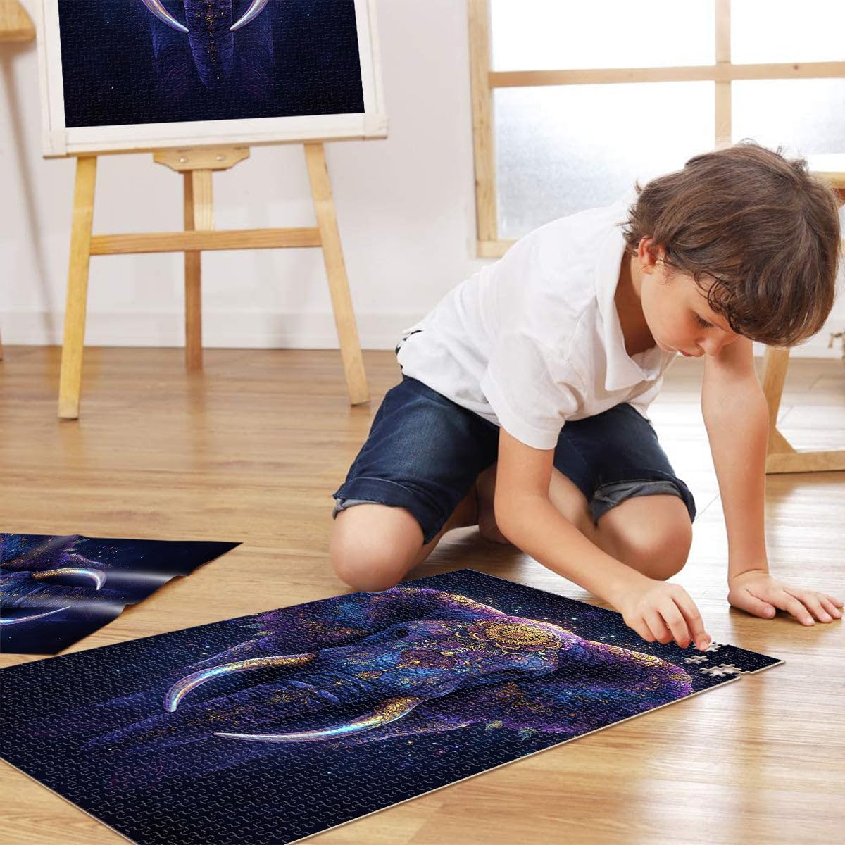 Puzzle da 2000 pezzi per adulti e adolescenti arte del re elefante Fatto di cartone Adatto a partire dai 14 anni Gioco impegnativo Giochi Giocattoli Regalo misurare：70x100cm
