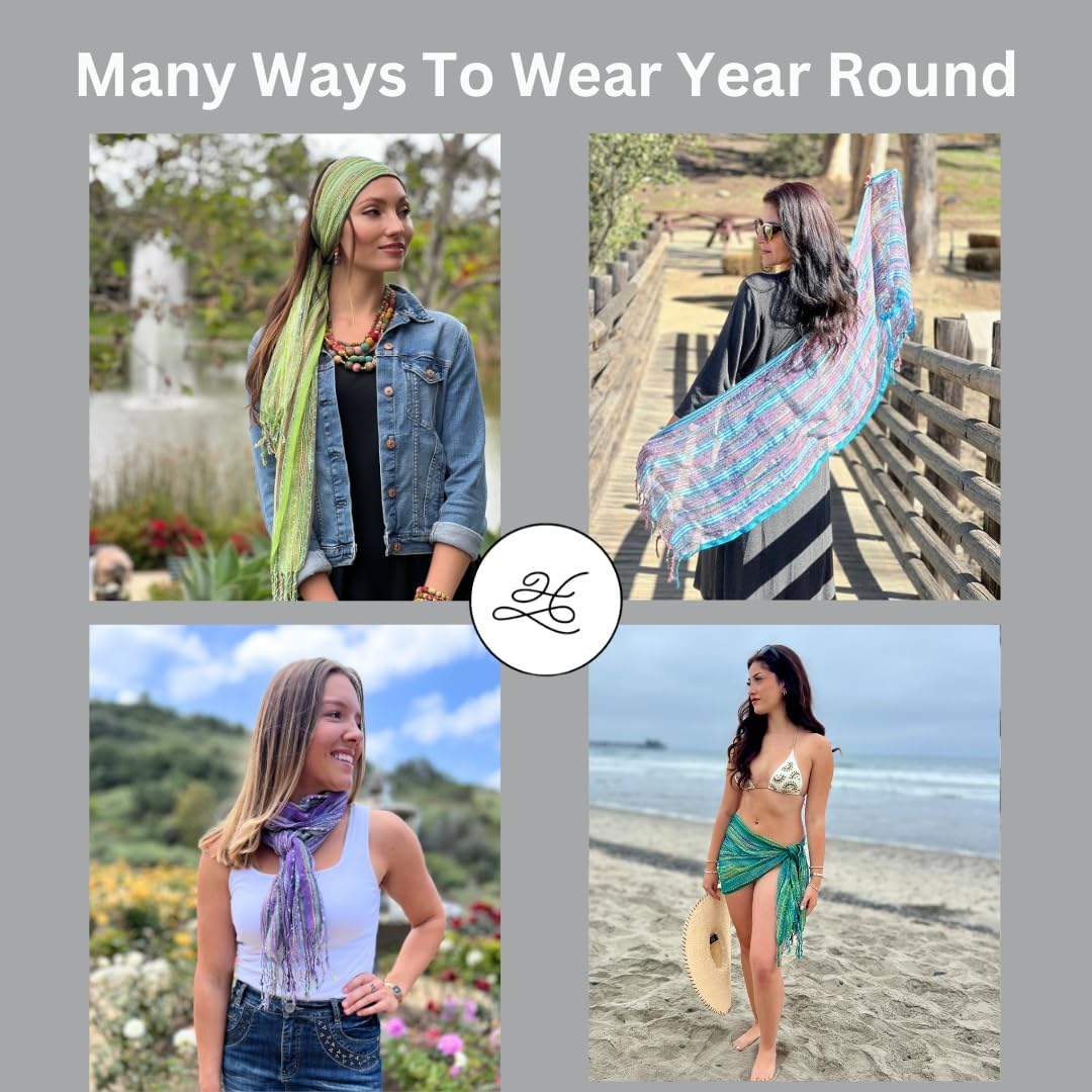 Humble Hilo Multi-Colored Scarf/Shawl for Women Lightweight Head or Neck Scarf - Image 8