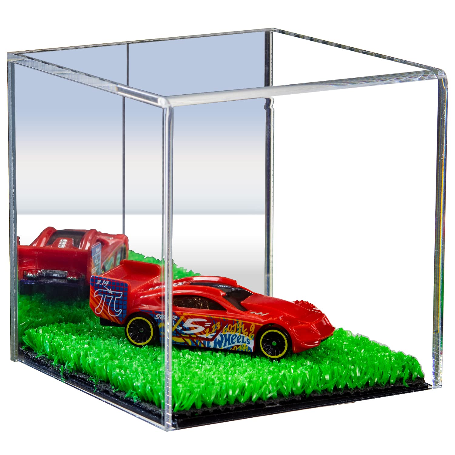 Better Display Cases Versatile Acrylic Display Case - Small Square Box with Mirror and Turf Base 4