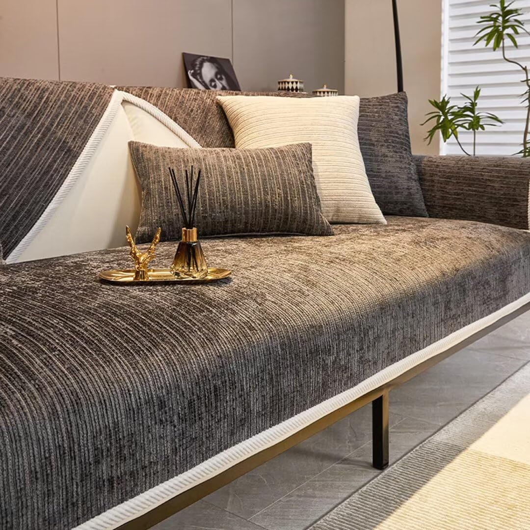 Bettschlange Sofa Überzug, Couch Überzug L Form 1/2/3/4 Sitzer, Sofa Cover Sofabezug Ecksofa rutschfeste Sofaschoner, Sofadecken für Sitzfläche, Universelle Sofa Überwurf,Grau,70 x 150 cm