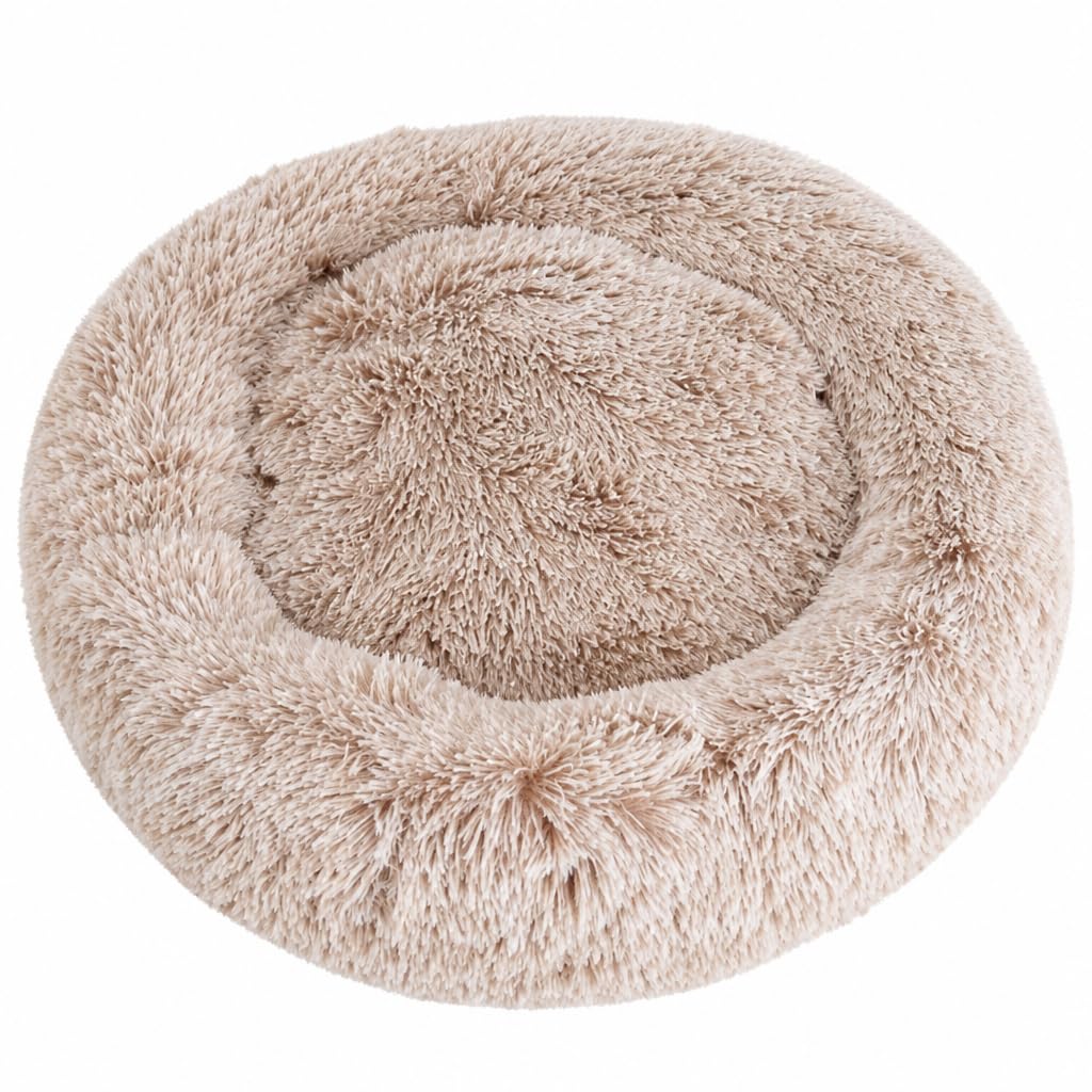 MIJOMA Cesto suave para perros, antideslizante, lavable, de felpa, redondo, diámetro 60 x 16 cm (beige)
