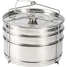 Stackable 3-Tier Stainless Steel Steamer Pot Set Cooking Food Pressure Pot Accessories for Pressure Cooker Upgrade bare Lid