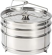 Stackable 3 Tier Stainless Steel Steamer Cooker Pot Set Cook Food Pressure Pot Accessories for Pressure Cooker, Upgrade Interchangeable Lids