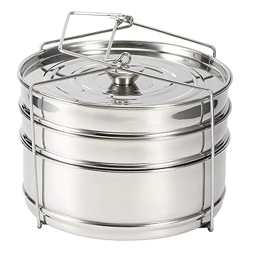 Cooker Pot, Cooking Pan Stackable Cookware, Stainless Steel Cookware Stainless Steel 3 Tier for Vegetables Rice