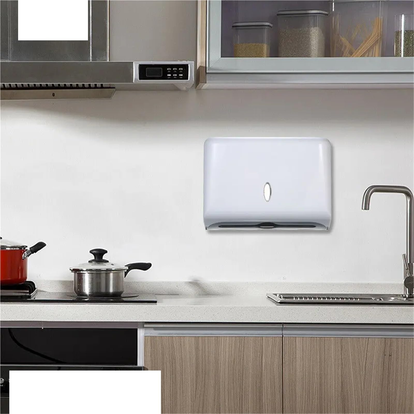 Portafazzoletti Da Parete Porta fazzoletti a parete Dispenser di asciugamani di carta da bagno Scatola porta fazzoletti impermeabile Organizzatore di rotoli di asciugamani di carta igienica(White)