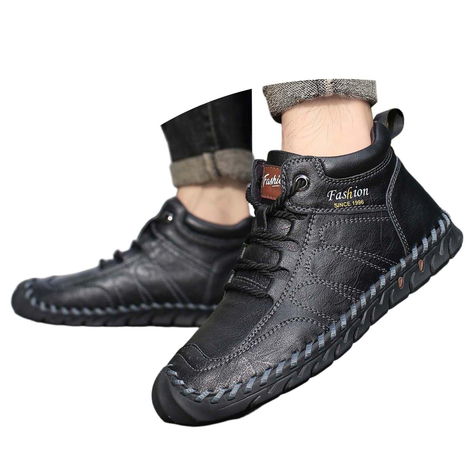 Genérico Zapatos Hombre Altos de Cuero, Costura Artesanal, Suela Goma Antideslizante, Estilo Ciudad Casual, Letras Decorativas En El Cuello para Oficina, Diario