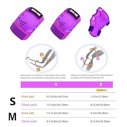 Miniatura 7 de Rodilleras para niños/jóvenes, coderas, muñequeras 3 en 1, juego de protección, para patines de 3 a 15 años, ciclismo, patinaje en línea, monopatín