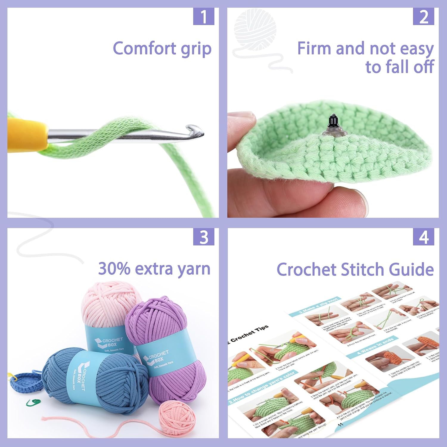 CrochetBox Halloween Crochet Kit for Beginners Adults, Bat Ghosts Kit image 5