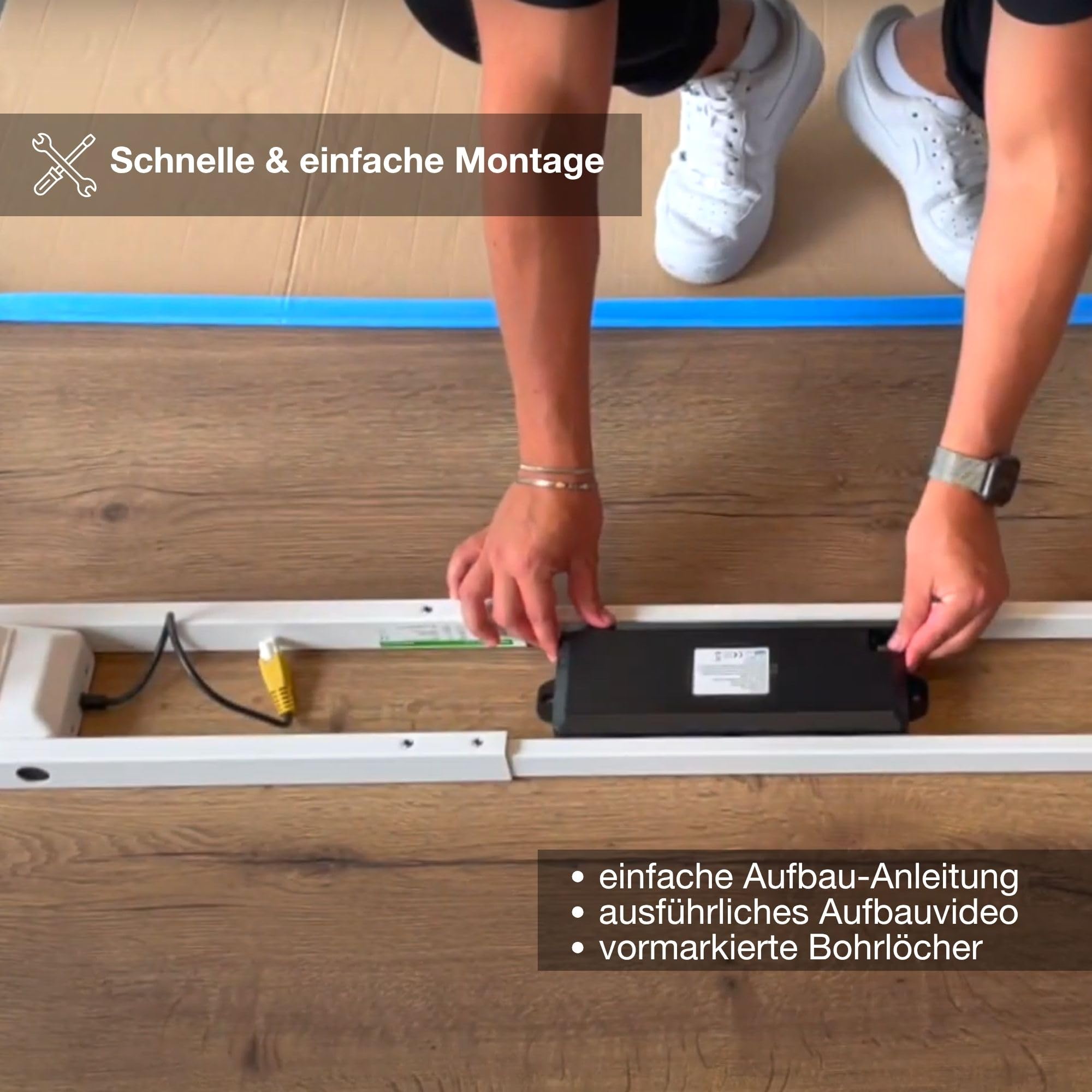 ASSMANN Höhenverstellbarer Schreibtisch elektrisch, 180x80cm, TÜV-geprüft | stufenlos verstellbar mit Aufprallschutz, ergonomischer Schreibtisch Made in Germany, abgerundete Ecken, Eiche Tabak/Schwarz