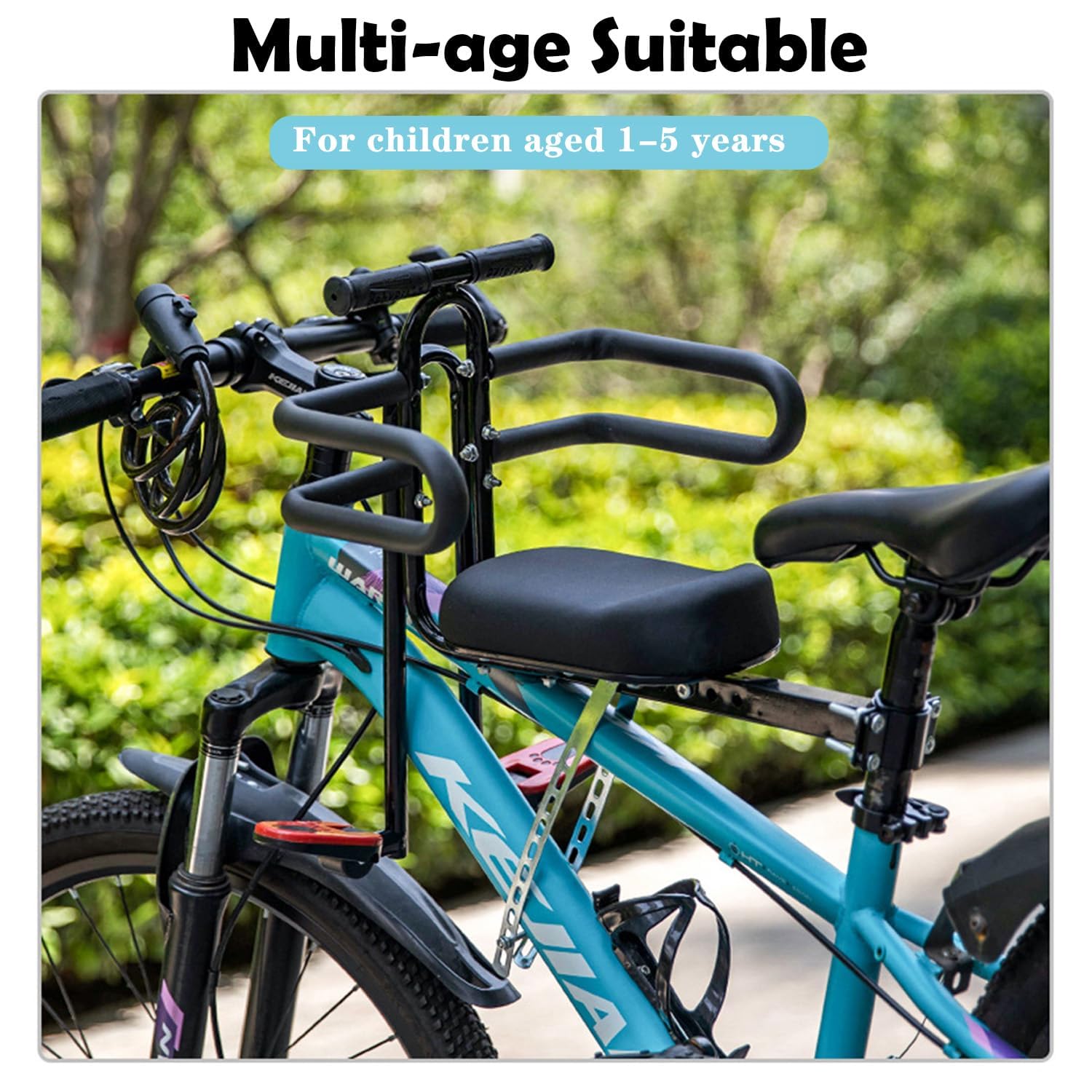 auvstar Seggiolino Bici Anteriore,Seggiolino Anteriore per Bicicletta per Bambini,Seggiolino Anteriore per Bicicletta Sicurezza Bambino con Pedale E Staffa di Sicurezza,per Mountain Bike