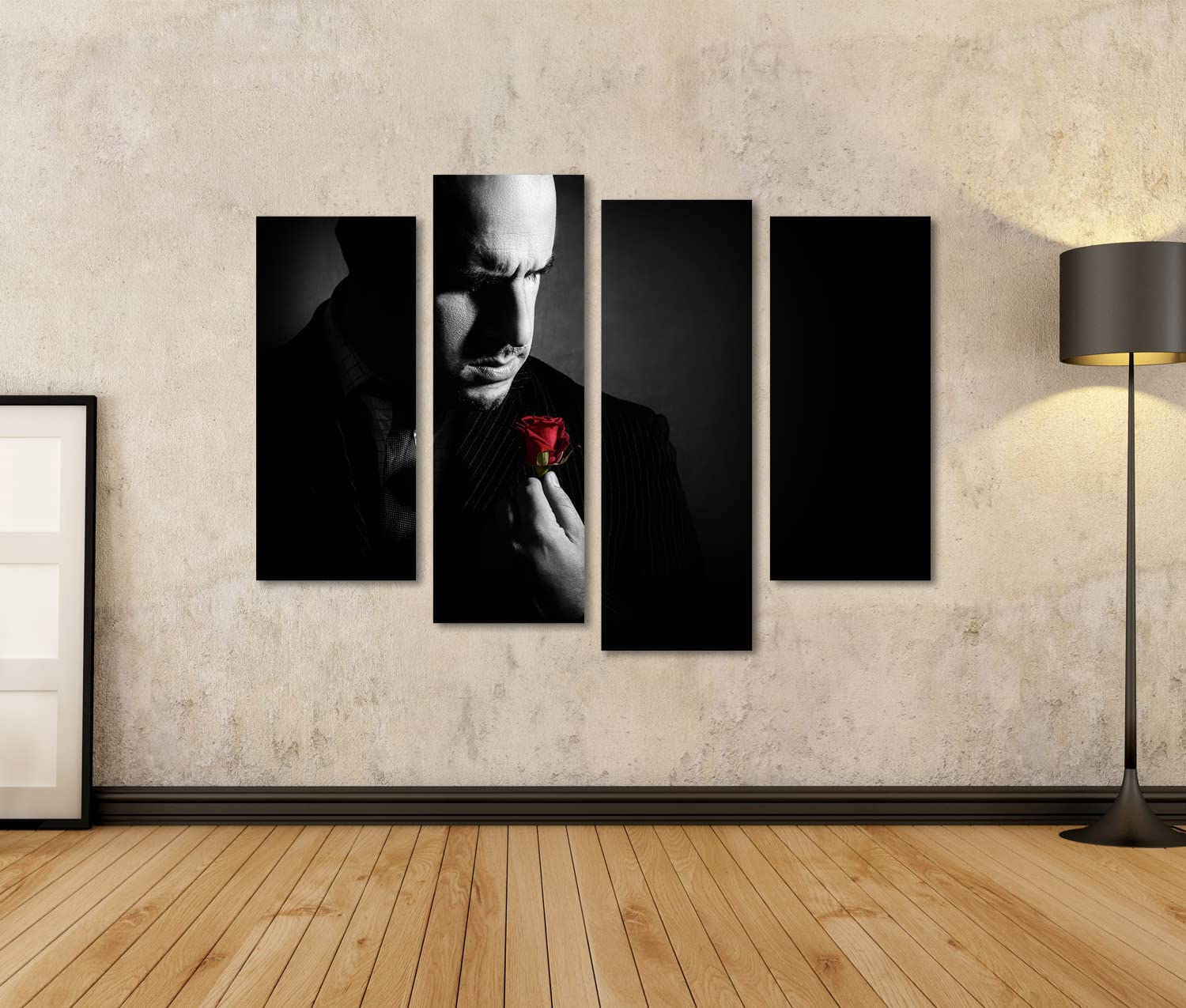islandburner Quadro su tela Nero bianco ritratto uomo stile padrino personaggio studio film di culto ISCL Quadri Stampe Immagini Murale Decorazione da parete