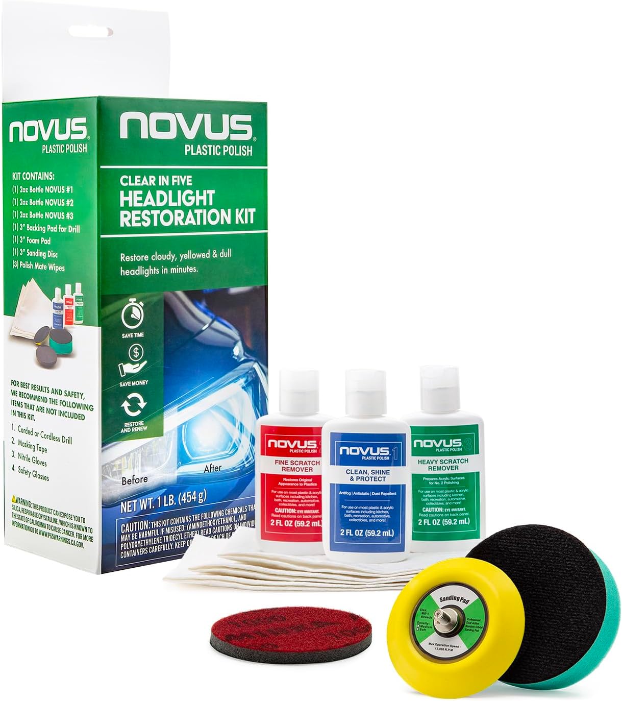 NOVUS Clear in Five Headlight Restoration Kit, Restoration