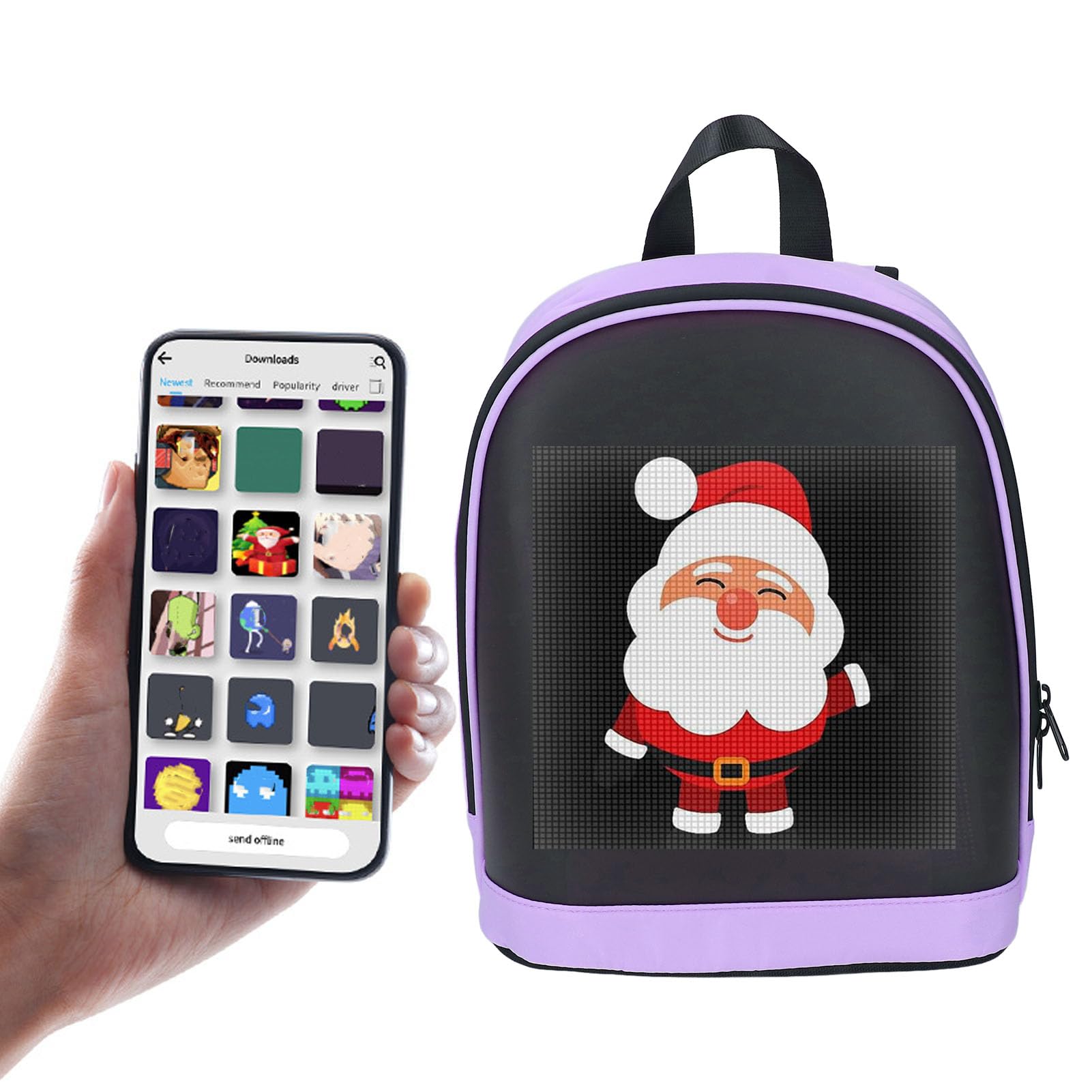 Asixxsix LED-Rucksack, Laptop-Rucksack mit LED-Anzeige und App-Steuerung, DIY-Moderucksack mit Programmierbarem Bildschirm, Anpassbares Textanimationsbild, 10,2 X 4,7 X 11,8 Zoll,
