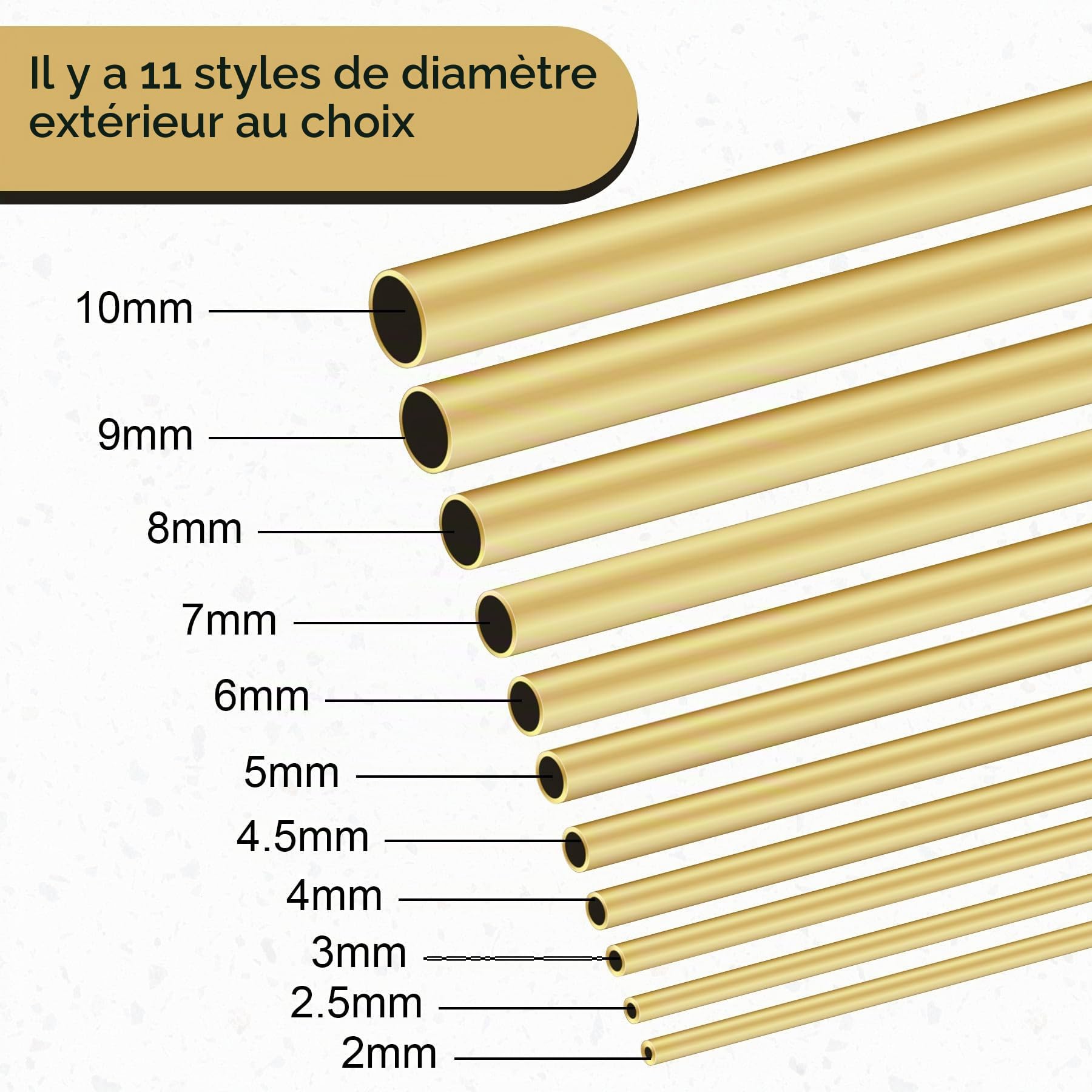 Lot de 3 tubes ronds en laiton, 4 mm de diamètre extérieur x 0,5 mm d'épaisseur de paroi, 300 mm de long, tubes droits en métal sans couture, pour loisirs créatifs