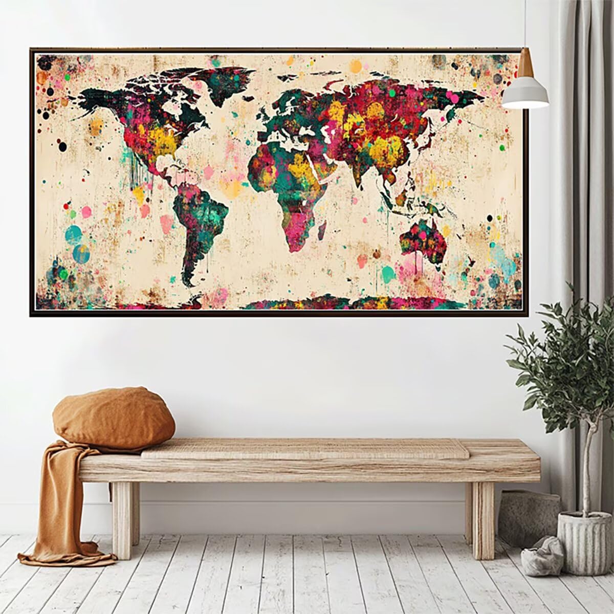 Mappa Del Mondo Dipingere con i Numeri Adulti, Paint by Numbers Mappa, Fai-da-Te Hobby Creativi Adulti Dipingere con i Numeri per Decora la Casa, Regalo Donna 60x120cm Senza Cornice, Model-0313