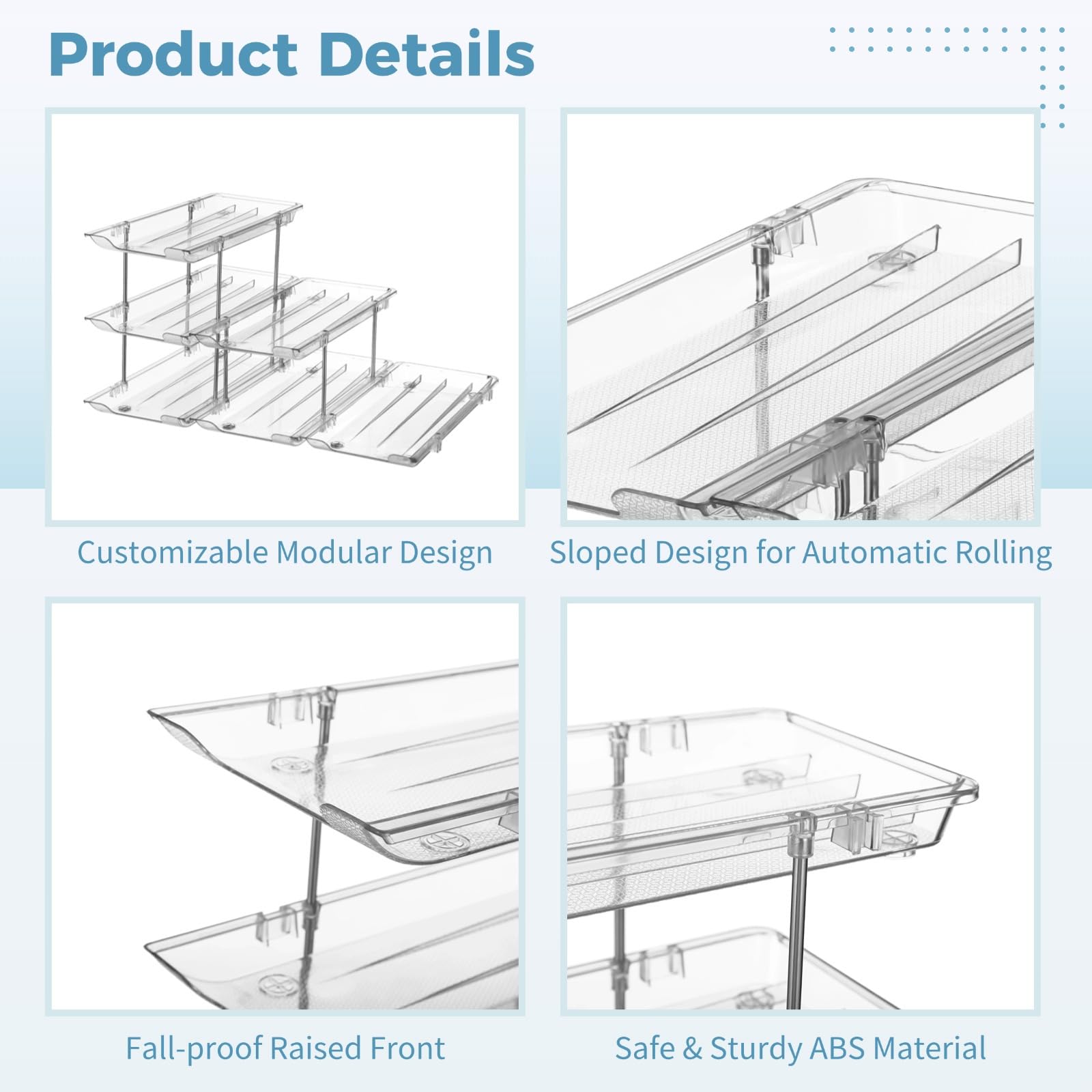 Organizador de latas, estante de almacenamiento apilable transparente de 3 niveles para despensa, configuración modular flexible, fácil instalación, soporte para latas de bebidas y cerveza