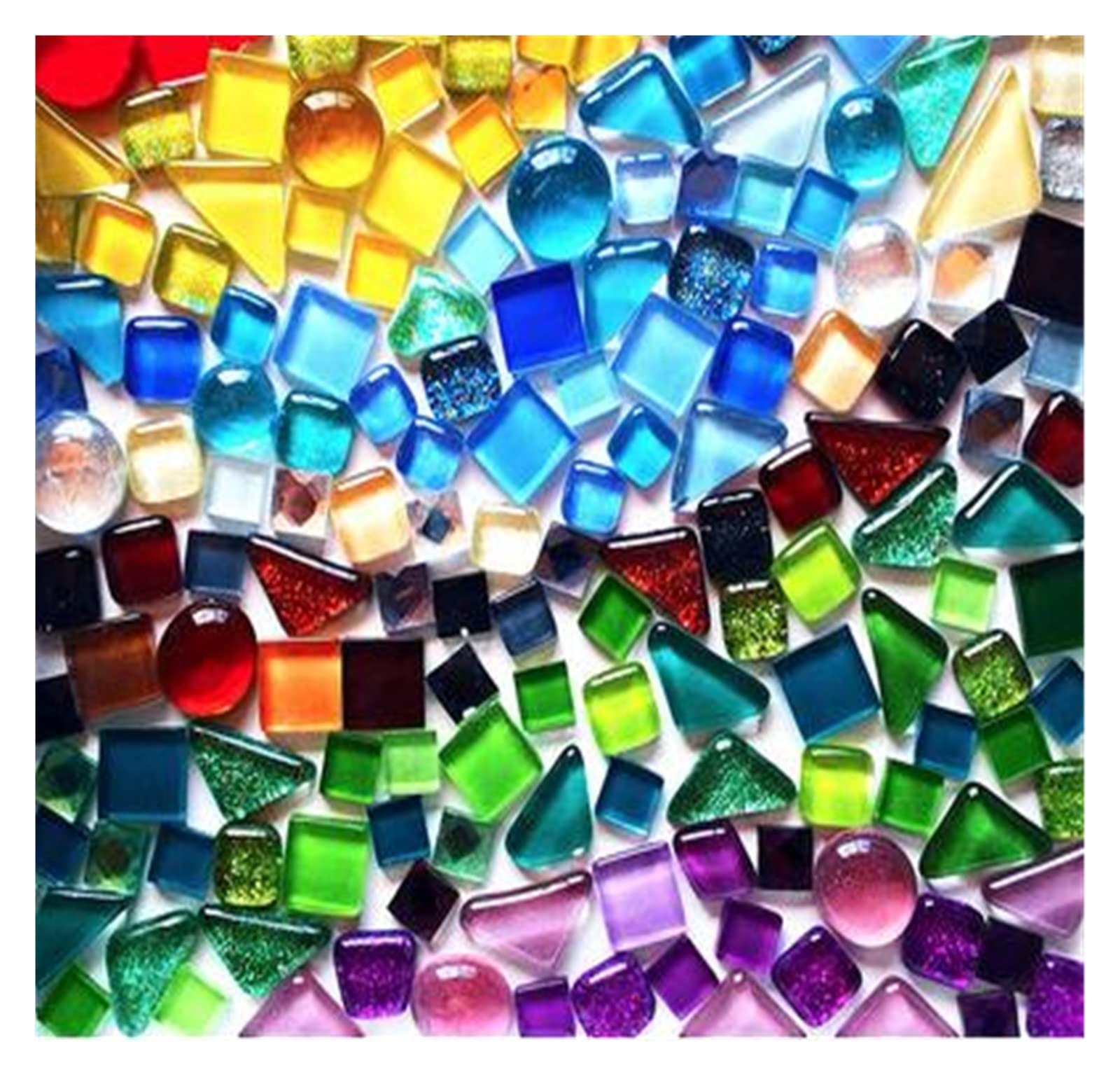 Piastrelle di mosaico, 250g/pack Crystal Glass Mosaic Tile Irregular Shape DIY Hobbies for Kids Glitter Shiny Mixed Mosaic Stone Handmade Art Materials(A)