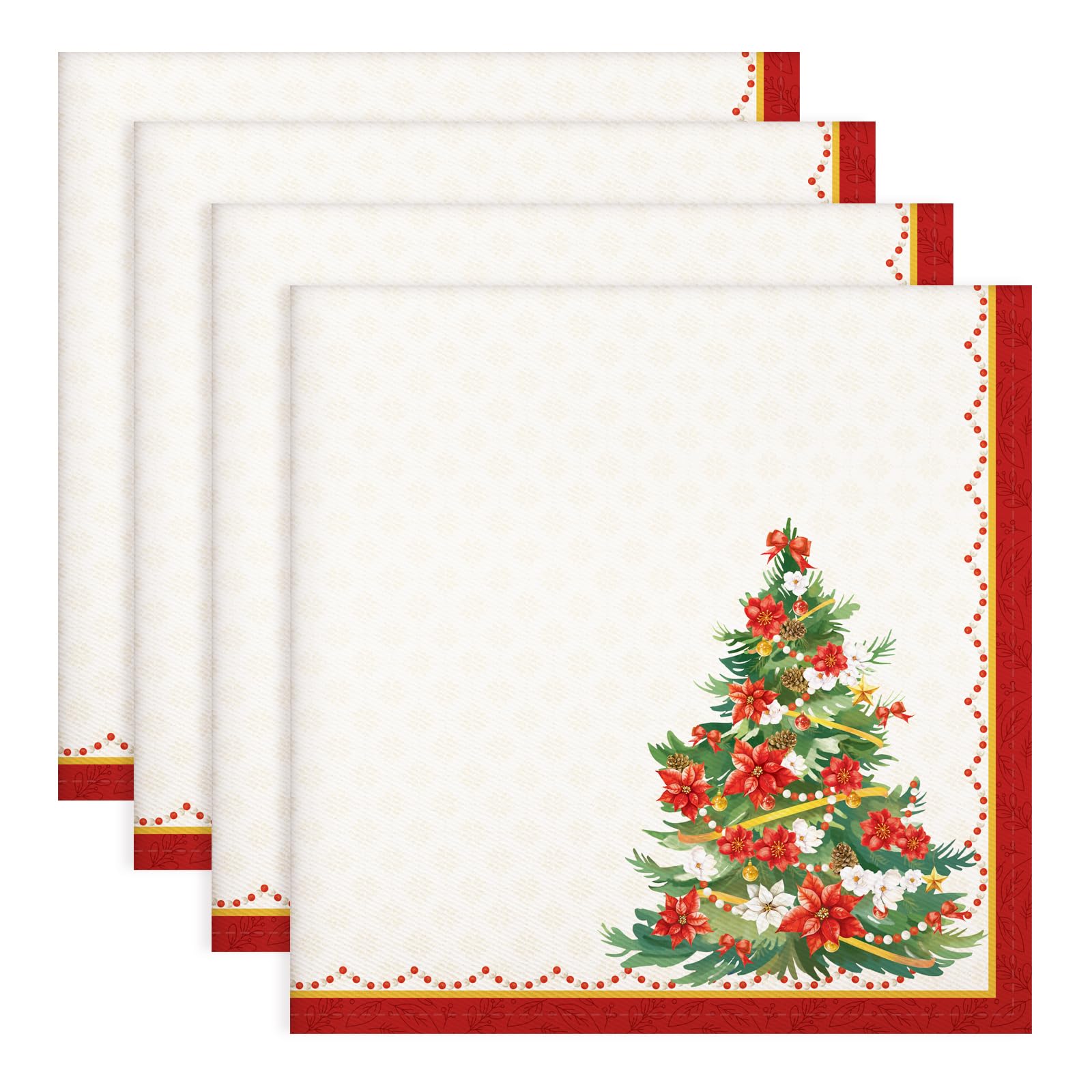 Arquiel Christmas Tree Napkins, 45 cm x 45 cm Floral Dinner Cloth Napkins Set of 4, Washable Cotton Soft Absorbent Square Napkins for Dining Kitchen Party Wedding Decoration โ image 1