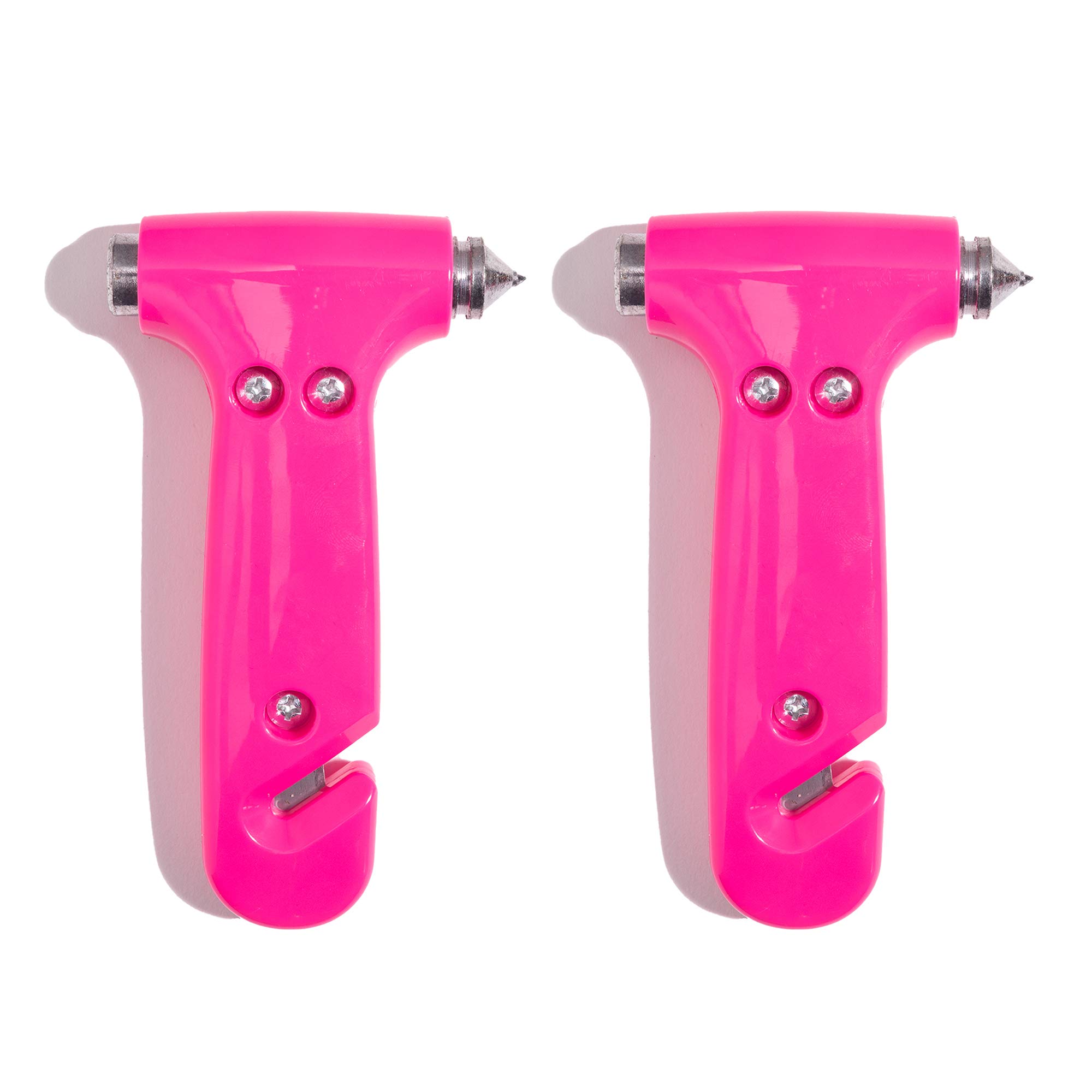 Martillo de seguridad súper lindo – Herramienta de martillo de escape automotriz de emergencia, cortador de cinturón de seguridad y herramienta de rotura de ventana de coche, rosa, 2 unidades