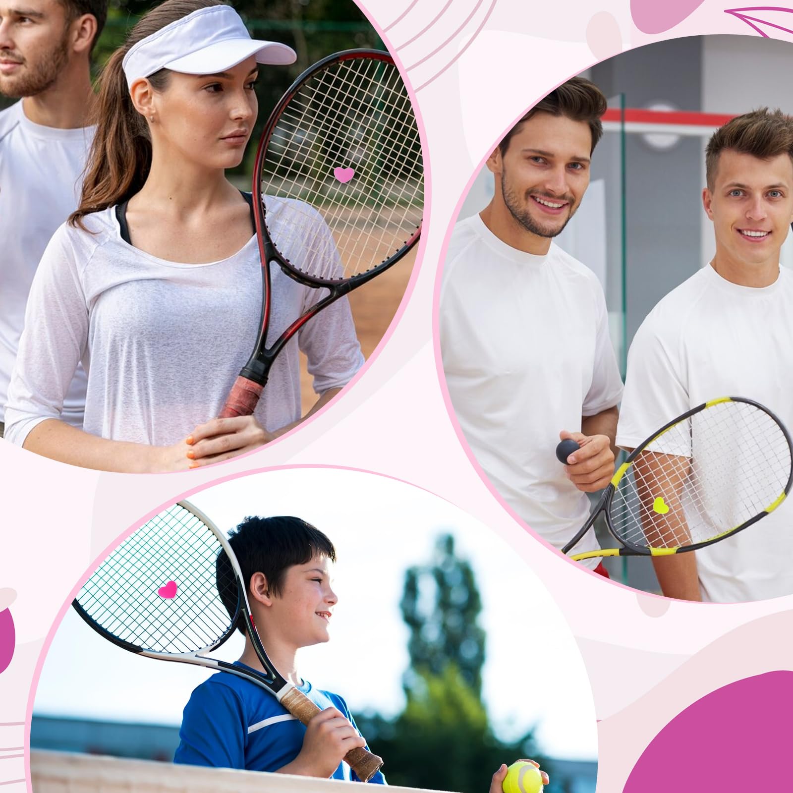 Giantree Amortiguador de tenis 4 piezas, amortiguador de vibración de silicona en forma de corazón