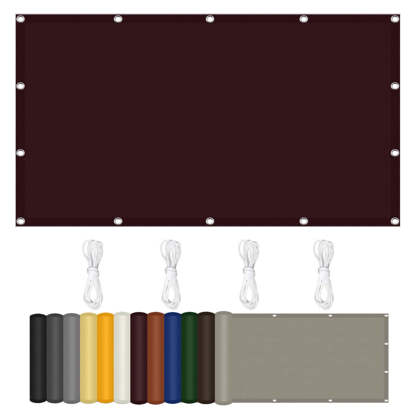 Żagiel przeciwsłoneczny 110 x 230 cm – czerwona tkanina przeciwsłoneczna z przelotkami i linami do ogrodu, na kemping i do użytku na zewnątrz, kolory, idealna na patio i relaks