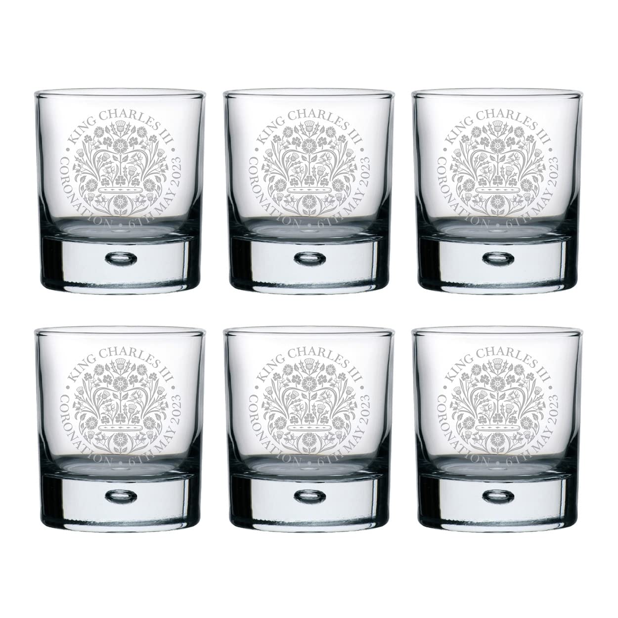 Verres à Whisky Couronnement Charles III - Évitez la Casse avec cette Base Bulle Lourde