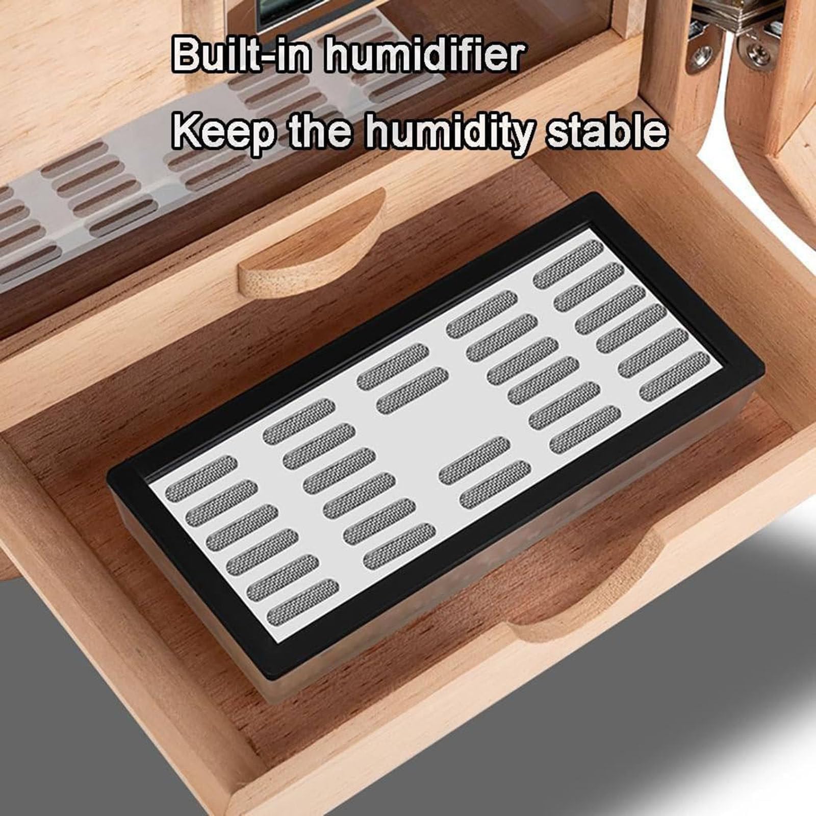 Armadio Humidor per sigari con umidificatore integrato,termometro e igrometro,Capacità 110 sigari,Circolazione dell'aria a 360°,Regalo per gli amanti dei sigari,B