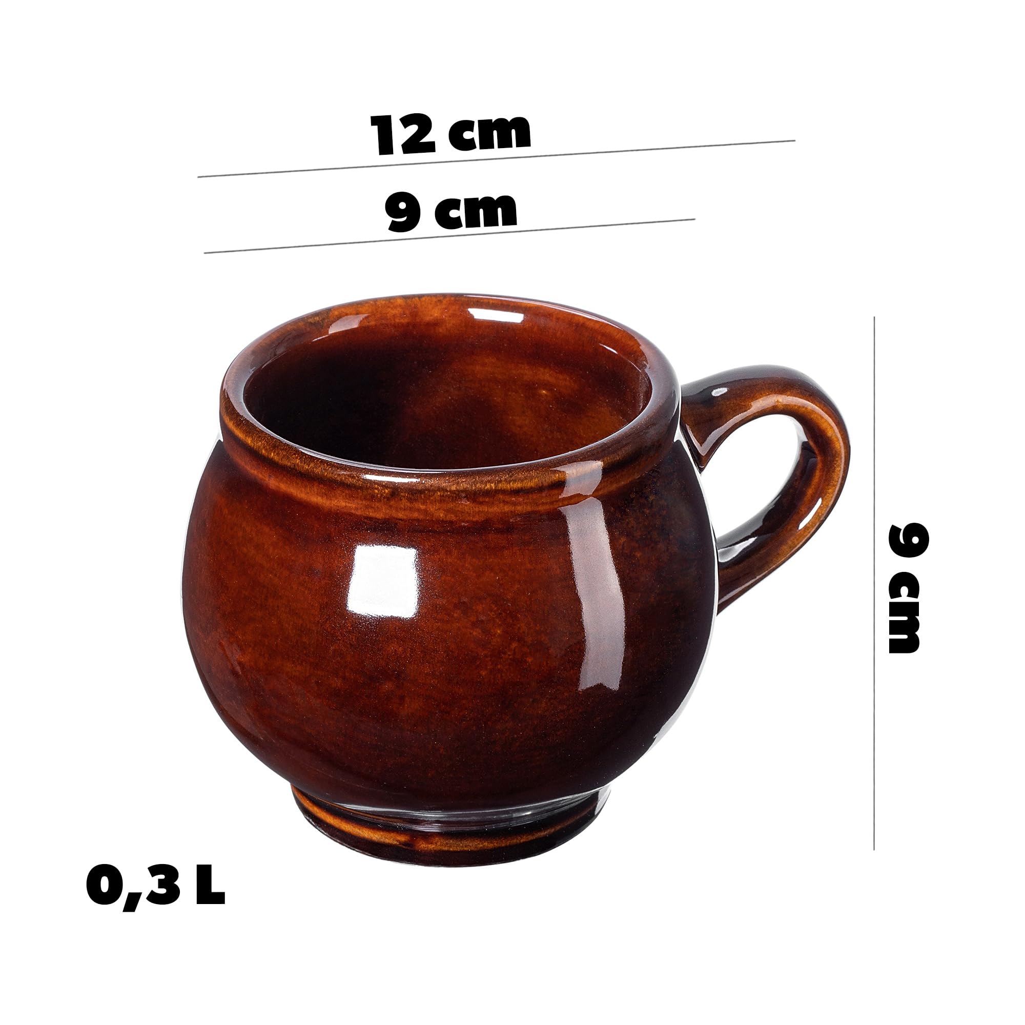 KADAX Juego de 4 vasos de barro, 300 ml, tazas de cerámica con asa para vino caliente, hidromiel y té, taza de cerámica hecha a mano, taza de Navidad, taza de vino caliente de arcilla