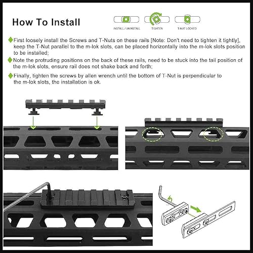 Miniatura 4 de 360 Tactical 7 Slots M-LOK Sección de riel para M Lok Handguard Siete ranuras Rail Set de 2 piezas