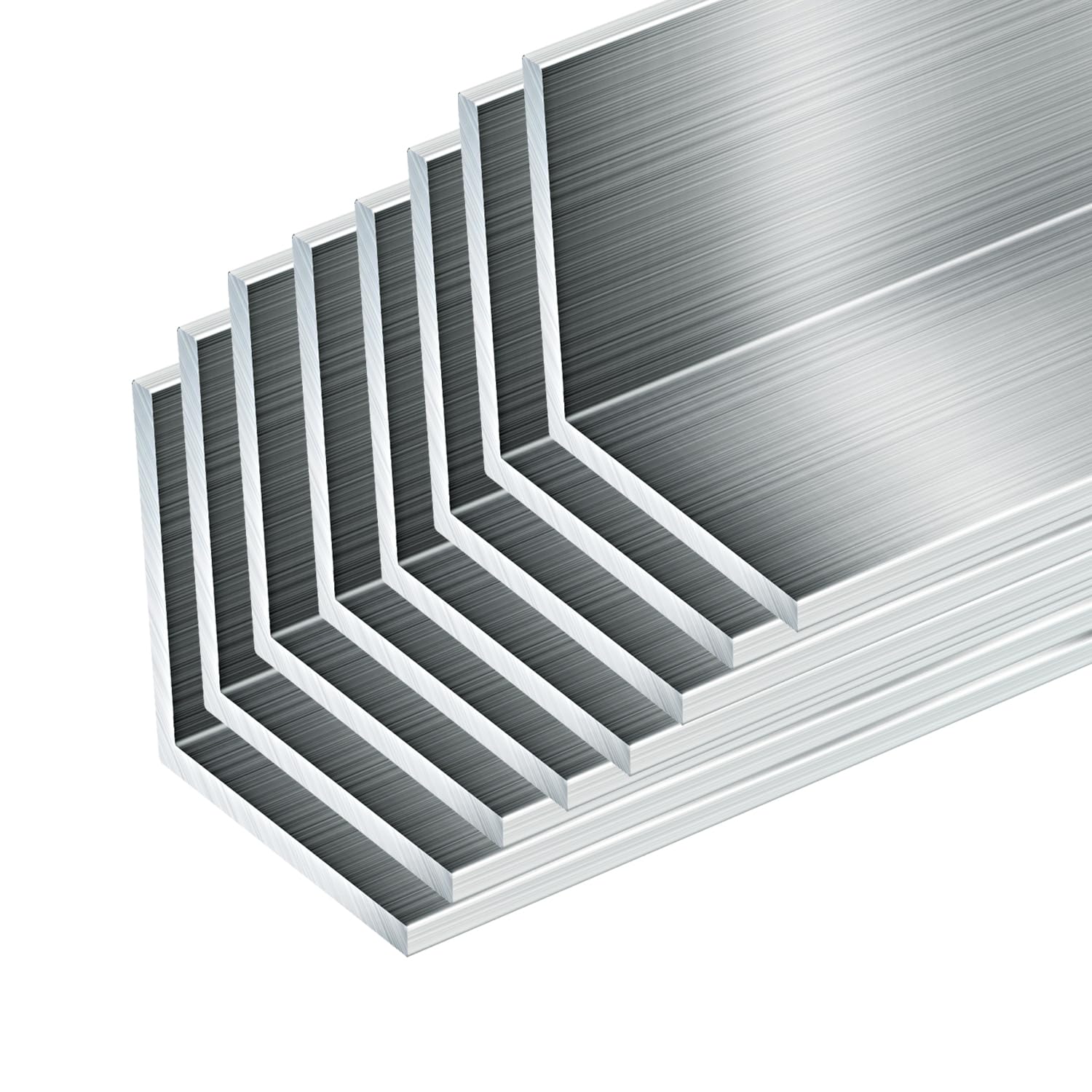 8PCS 15.55"(395mm) Length Aluminum Angle,1"x1"x1/8" Aluminum Angle,1/8"(0.118"-3mm) Thick 6061 T6511 Mill Stock.