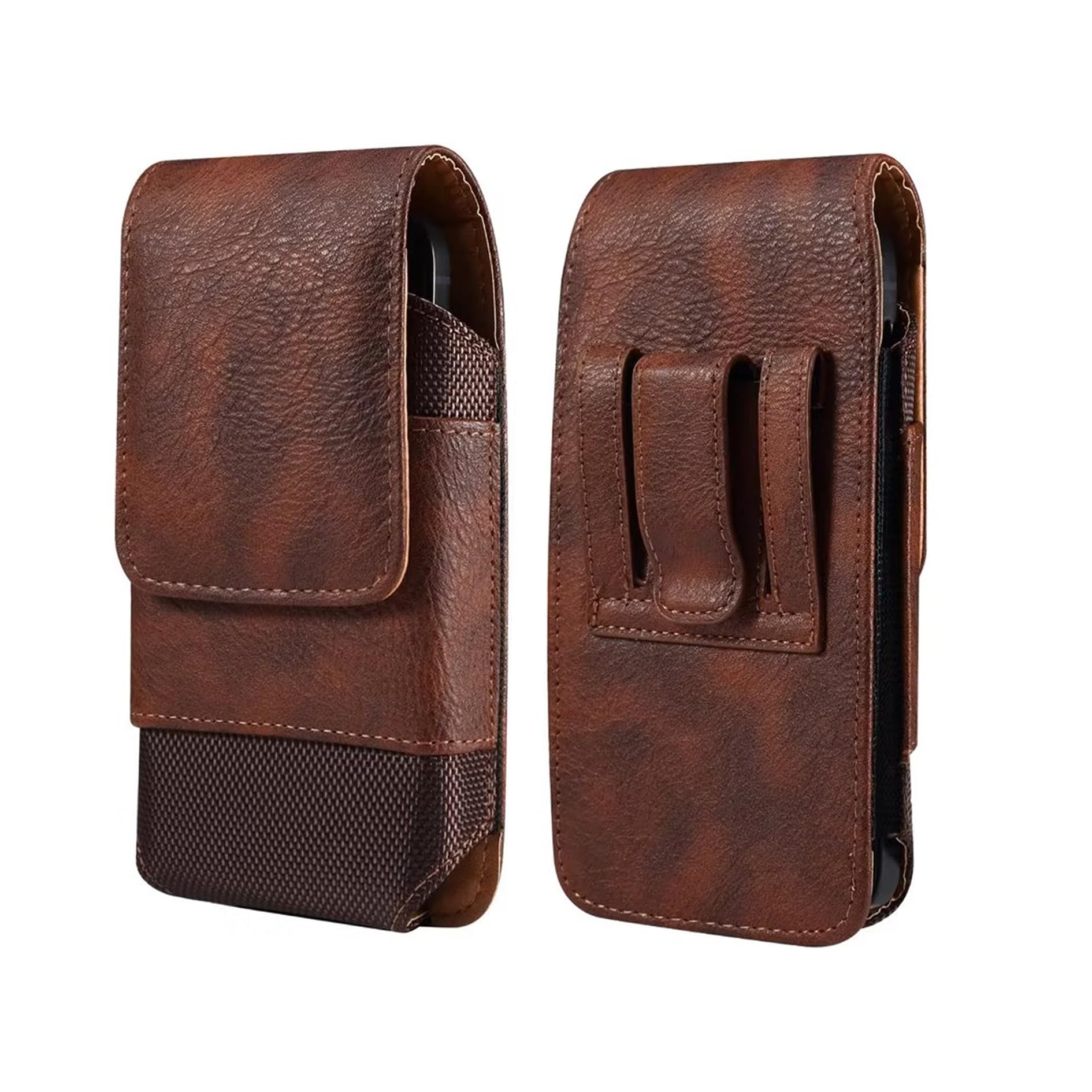 Borsa da Cintura Pelle per Cellulare Uomo, Sacchetto Clip Cintura per Telefono Nero, Verticale Custodia Clip da Cintura per Carte Cellulare Borsello Telefono Pochette Portafoglio Borsa con Portacarte