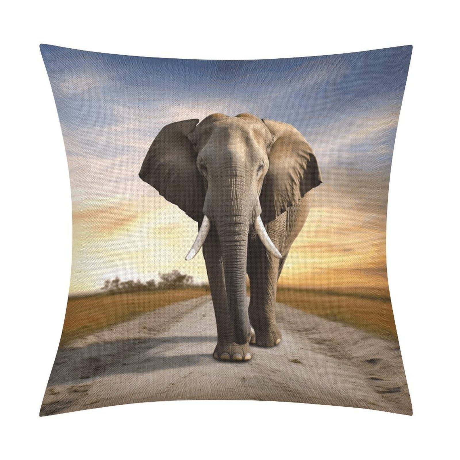 Fodpand Style Elephant Walking Pillow Covers 18X18 Inch, Pillow Cases Boho Farmhouse, Throw Pillow Covers For Couch Sofa Bed Spring Home Decor
