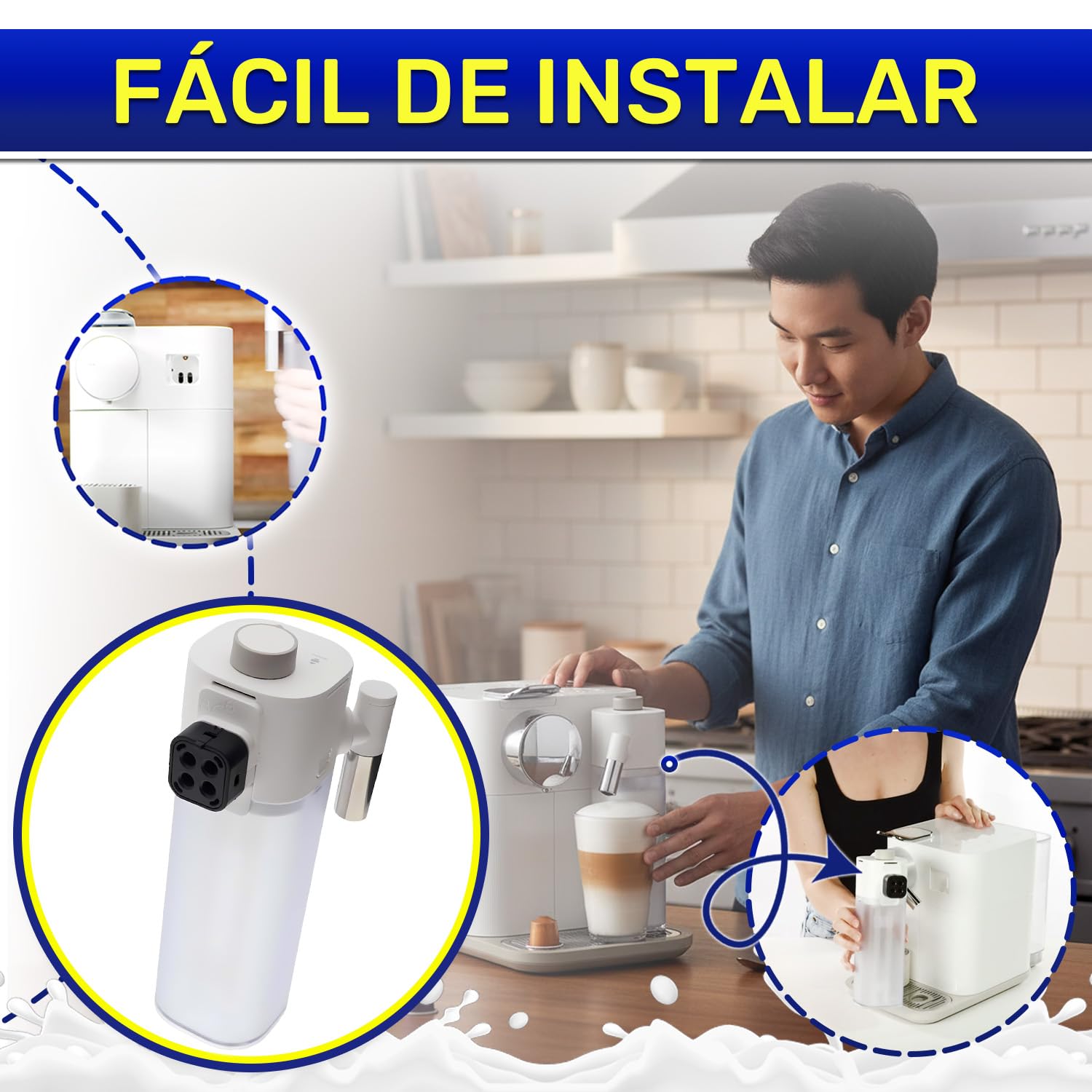 Espumador de Leche Electrico para Cafetera Capsulas para DeLonghi | Codigo 7313263954 7313257911 para Nespresso Gran Lattissima EN650.W F531 WH - Garantía de 10 Años - MONTERAL