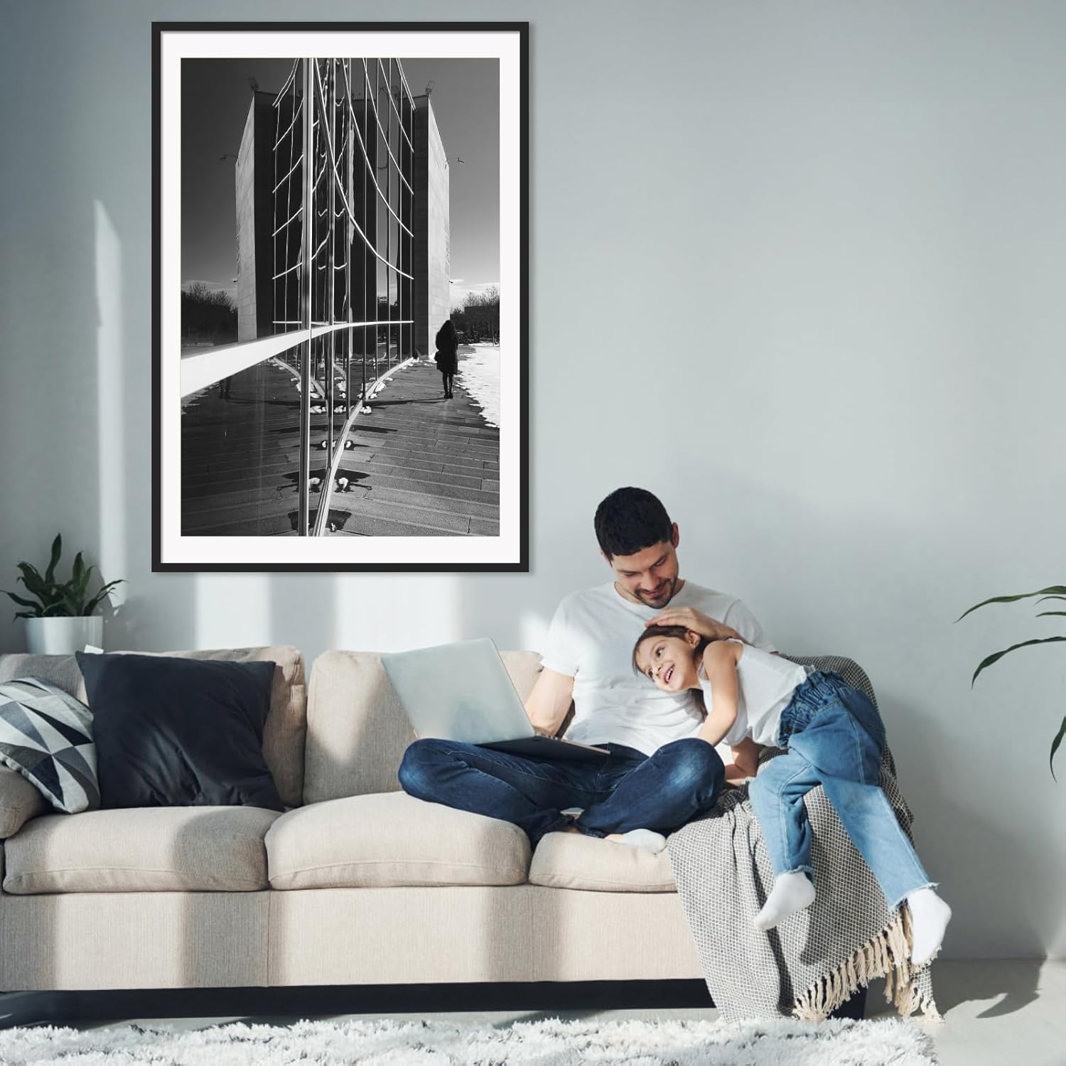 Hoikwo 27x40 Black Plastic Frame with Plastic Cover, Display Pictures 24x36 with Mat or 27x40 Without Mat, 1 Pack 27 by 40 Frame for Wall Hanging