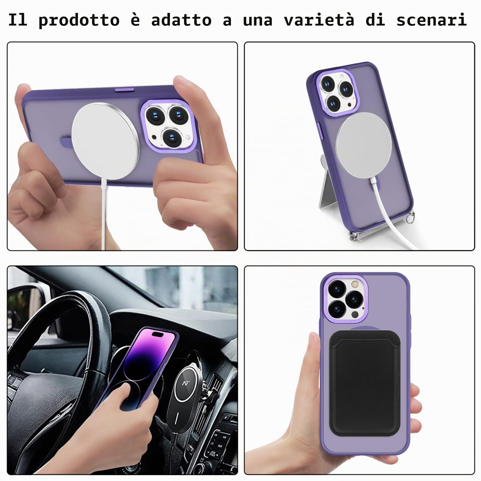 Magnetica Cover per iPhone 15 con Cordino,Compatibile con MagSafe,Silicone Case con Regolabile Cordino da Collo Nylon Catena Collana Tracolla - Viola Magnetica Cover per iPhone 15 con Cordino,Compatibile con MagSafe,Silicone Case con Regolabile Cordino da Collo Nylon Catena Collana Tracolla - Viola