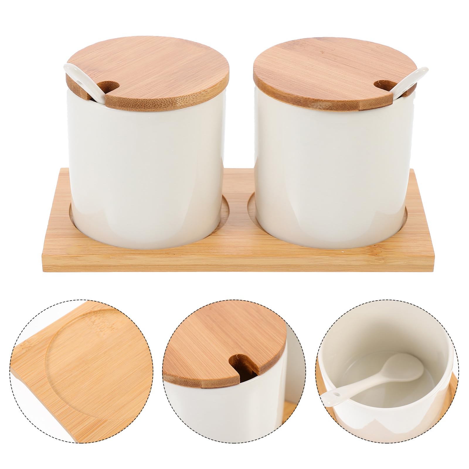 Abaodam Barattolo per Spezie in Ceramica Bianco Sigillato e Apribile una Mano Set da Cucina per Condimenti per Uso Domestico