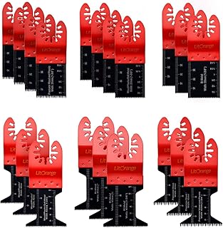 Litorange 20PCS Oscillating Saw Blades, Professional Wood/Metal/Plastic Universal Multitool, Quick Release Saw Blades Titanium Oscillating Multitool Blade for Wood, Metal and Hard Material