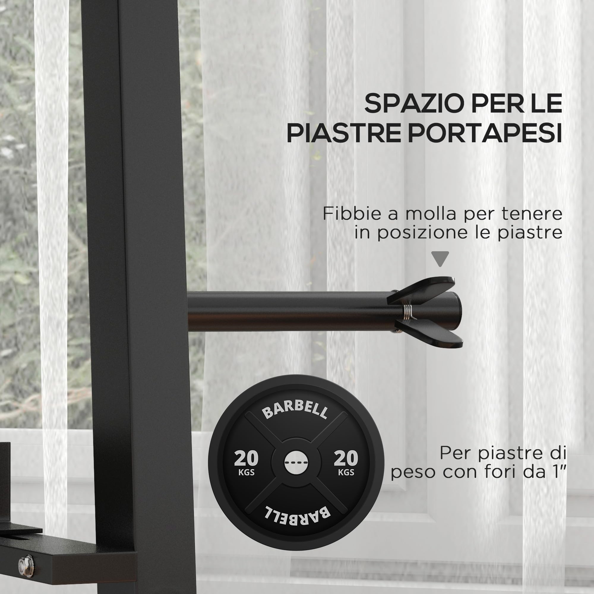 SPORTNOW Rastrelliera per Manubri in Acciaio con 4 Aste a Distanza Regolabile per Pesi, Kettlebell e Bilancieri, 131x75x80 cm, Nero