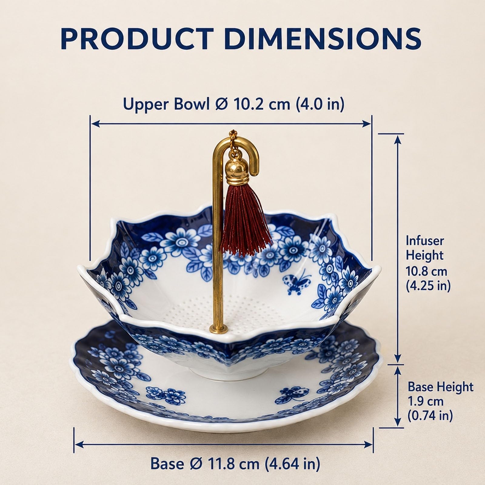Pack de 2 Coladores de Té Paraguas, Infusor de Té de Cerámica Porcelana