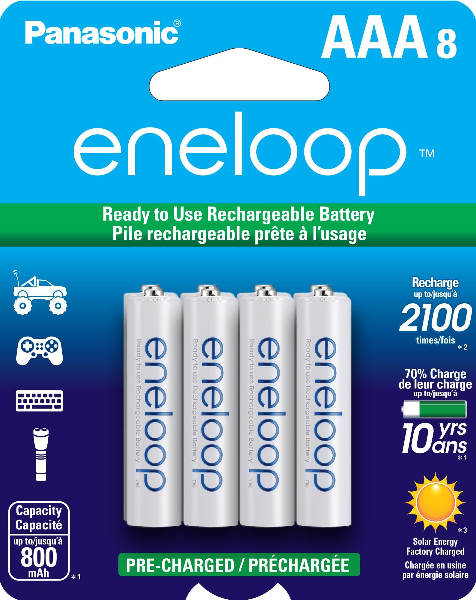 EneloopPanasonic BQ-CC55KSBHA Advanced pro & BK-3MCCA8BA AA 2100 Cycle Ni-MH Pre-Charged Rechargeable & BK-4MCCA8BA AAA 2100 Cycle Ni-MH Pre-Charged Rechargeable