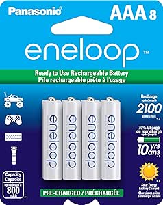 Panasonic BK-4MCCA8BA eneloop AAA 2100 Cycle Ni-MH Pre-Charged Rechargeable Batteries, 8-Battery Pack