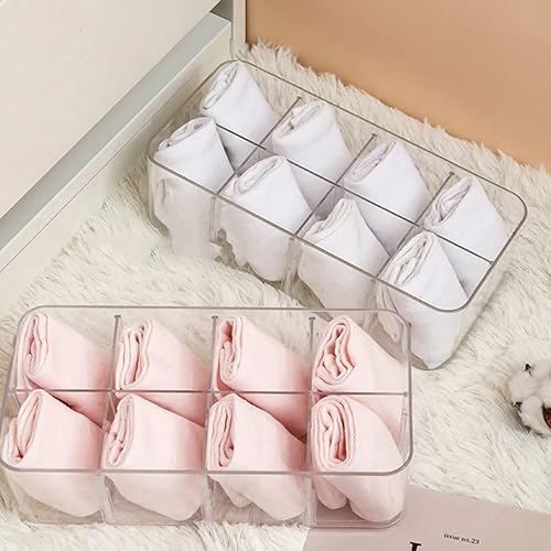 Miniatura 5 de Organizador de cajones divididos de plástico, 8 compartimentos, organizador de cajones para calcetines, divisores de cajones de acrílico