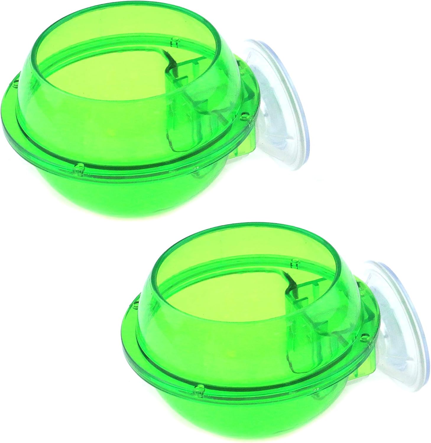 MY MIRONEY Suction Cup Reptile Feeder Green Reptile Food Water Bowl Ledge Accessories Supplies for Chameleon Tortoise Gecko Pack of 2