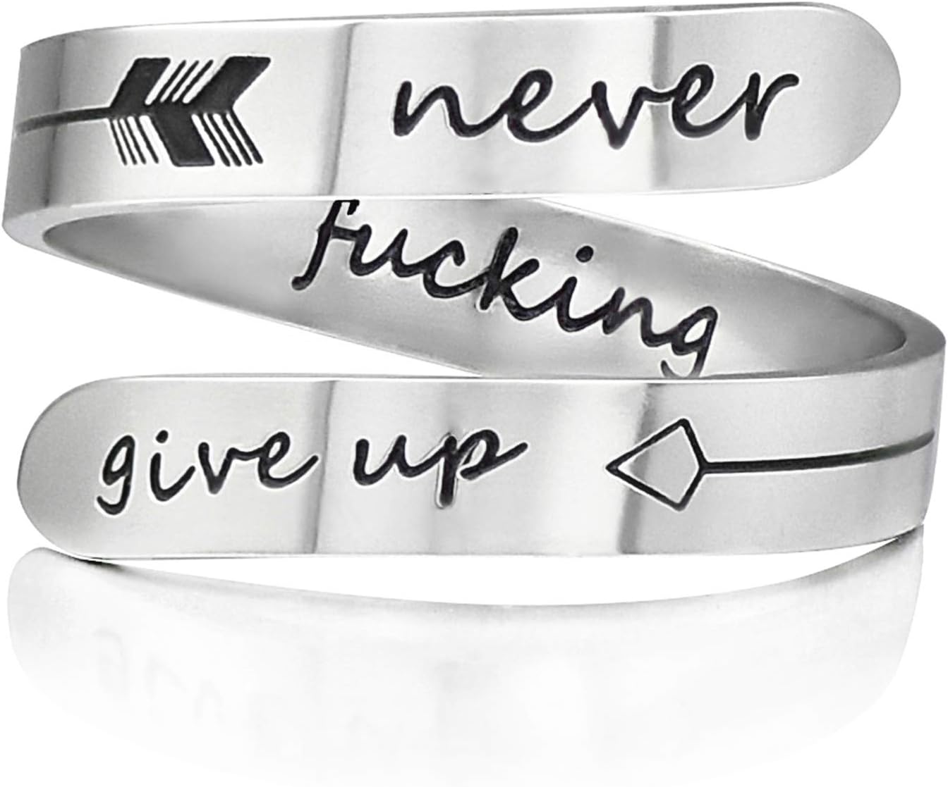 Adjustable silvery Inspirational Stainless Steel Adjustable Bands Cool Stacking Opening Gift for Women Statement