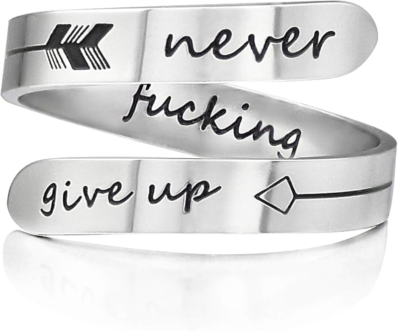 Adjustable silvery Inspirational Stainless Steel Adjustable Bands Cool Stacking Opening Gift for Women Statement