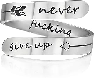 Vrycot Adjustable silvery Inspirational Stainless Steel Adjustable Bands Cool Stacking Opening Gift for Women