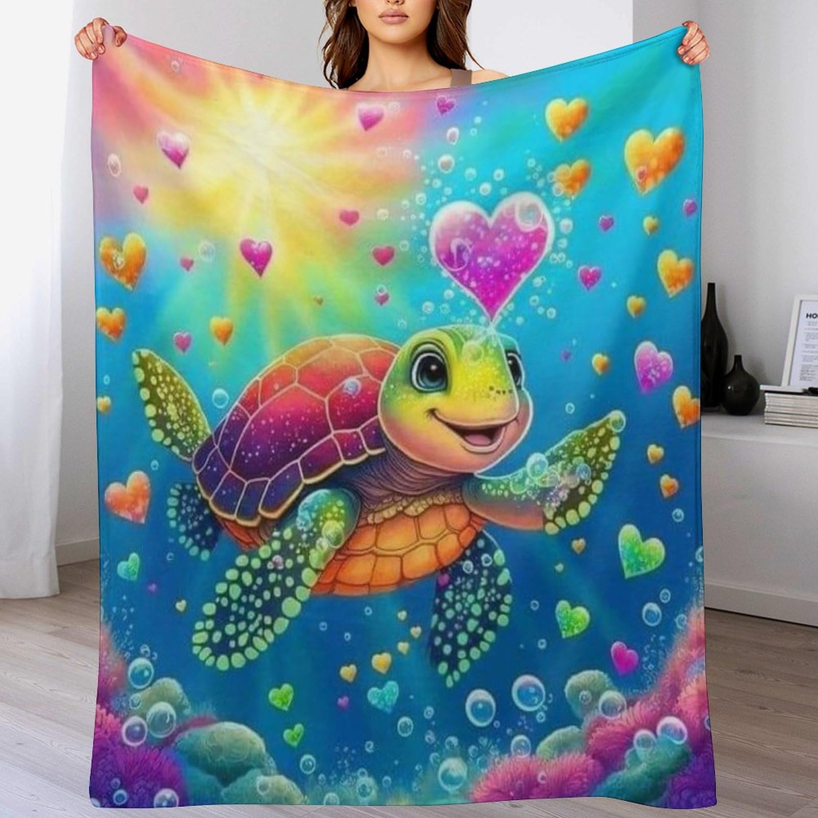 Plaid couverture chaude tortue en molleton pour vos soirées lecture